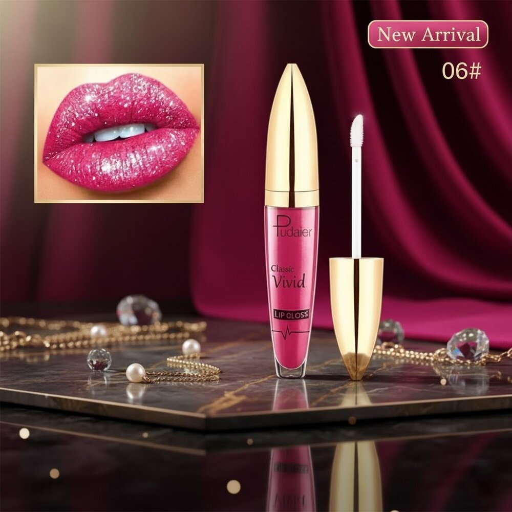 Lux Matte Magenta Fuchsia Pink #06 Lasting Glitter Gloss Liquid Lipstick Tint - Picture 1 of 5